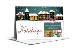 Christmas Snowy Winter Village Cards with photo  7.875